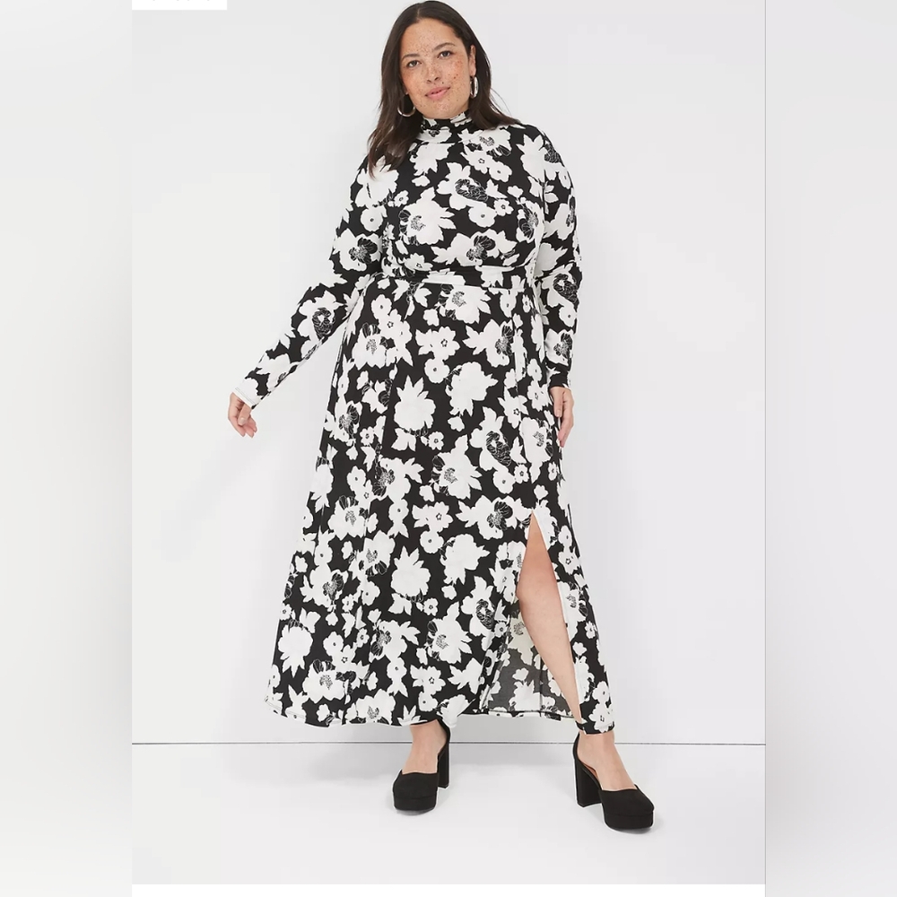 Lane Bryant Tie Neck Jersey Maxi Dress